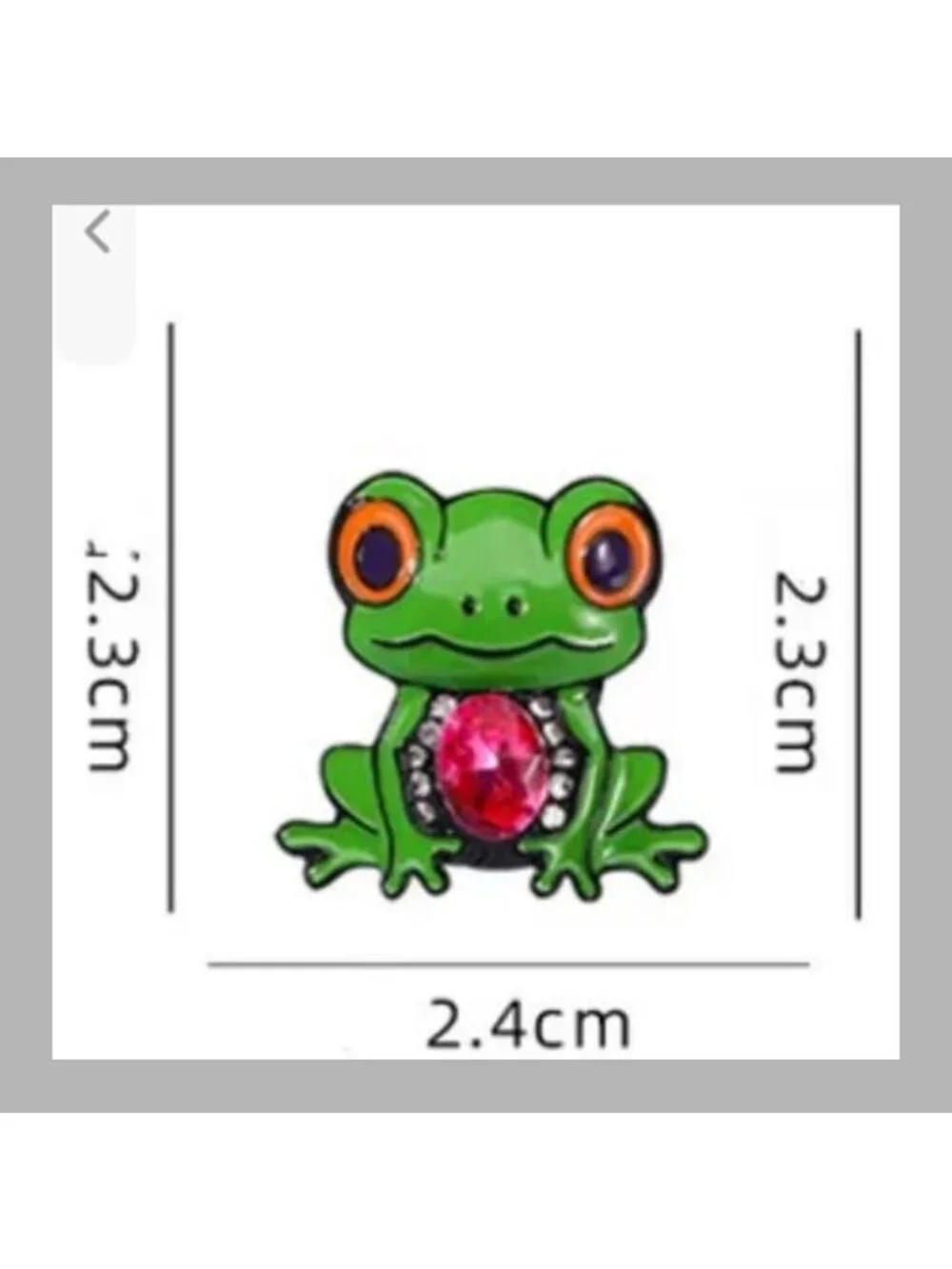 Green Enamel Frog Lapel Pin with Pink Rhinestone Belly